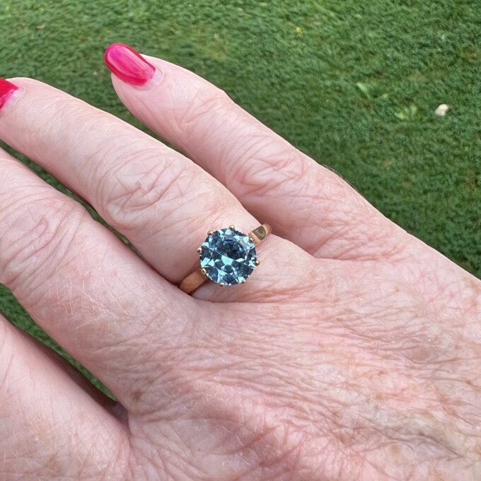 Synthetic Spinel Solitaire Ring in 9ct Gold