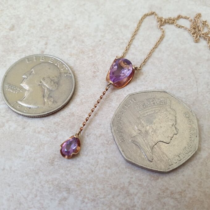 Amethyst Y Necklace in 9ct Gold