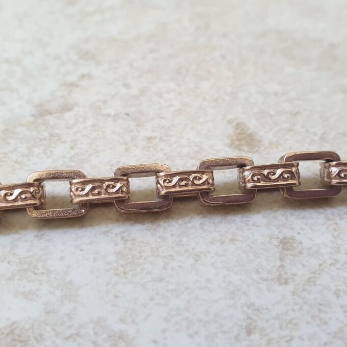 Reserved – Ornate Patterned Link Bracelet in 9ct Rose Gold