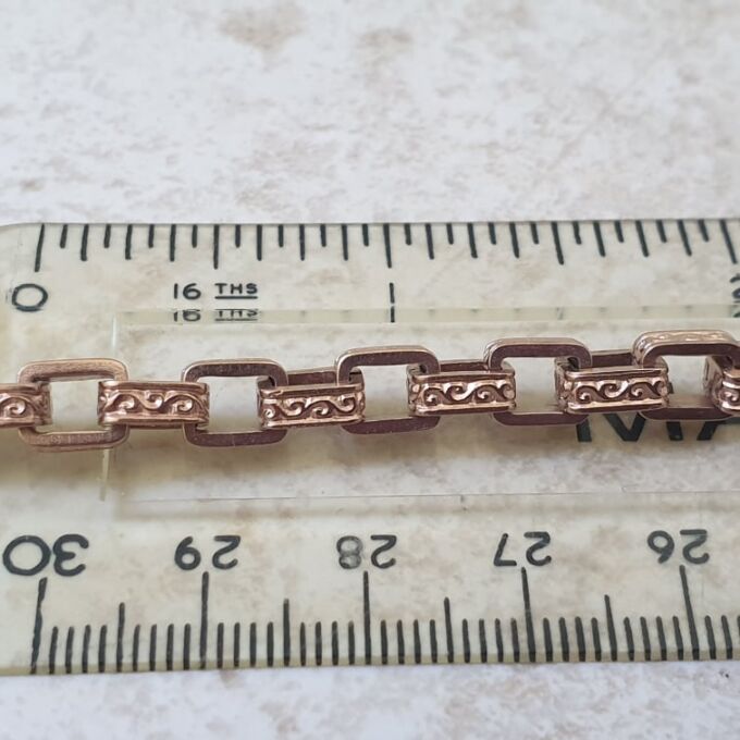 Reserved – Ornate Patterned Link Bracelet in 9ct Rose Gold