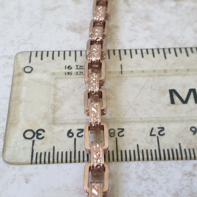Reserved – Ornate Patterned Link Bracelet in 9ct Rose Gold