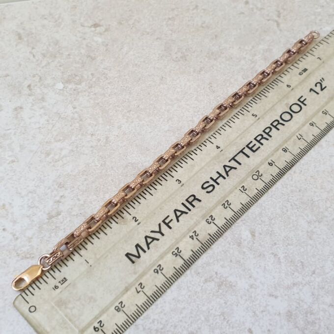 Reserved – Ornate Patterned Link Bracelet in 9ct Rose Gold
