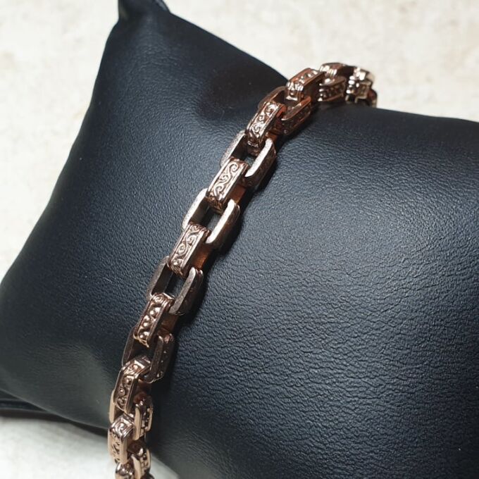 Reserved – Ornate Patterned Link Bracelet in 9ct Rose Gold