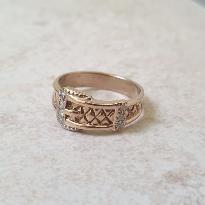 Diamond Set Buckle Ring in 9ct Gold