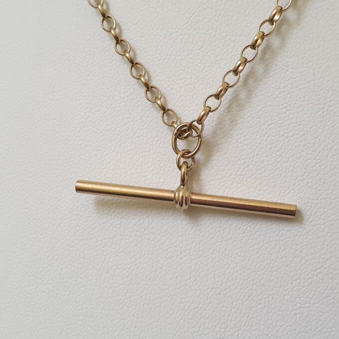 Plain Fixed Albert or T Bar Pendant in 9ct Gold