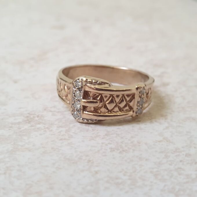 Diamond Set Buckle Ring in 9ct Gold