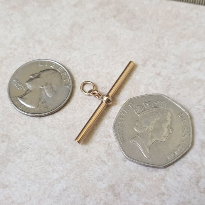 Plain Fixed Albert or T Bar Pendant in 9ct Gold