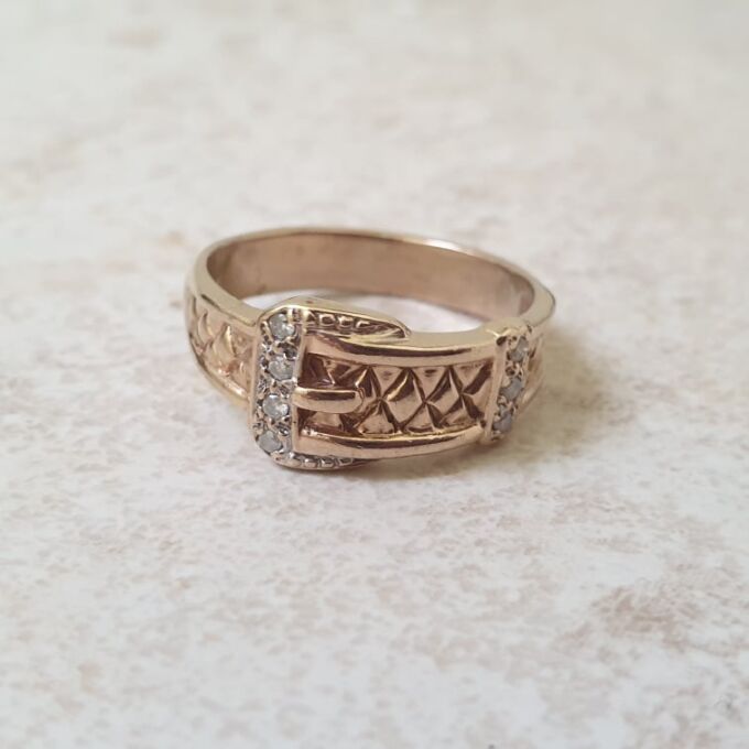 Diamond Set Buckle Ring in 9ct Gold