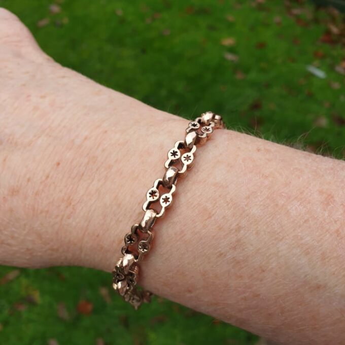 Ornate Star Link Bracelet in 9ct Rose Gold