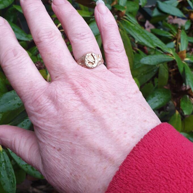 Horse Shoe Signet Ring in 9ct Gold