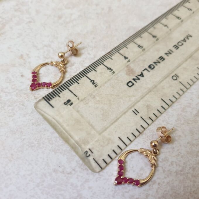 Reserved – Ruby Drop Earings in 9ct Gold