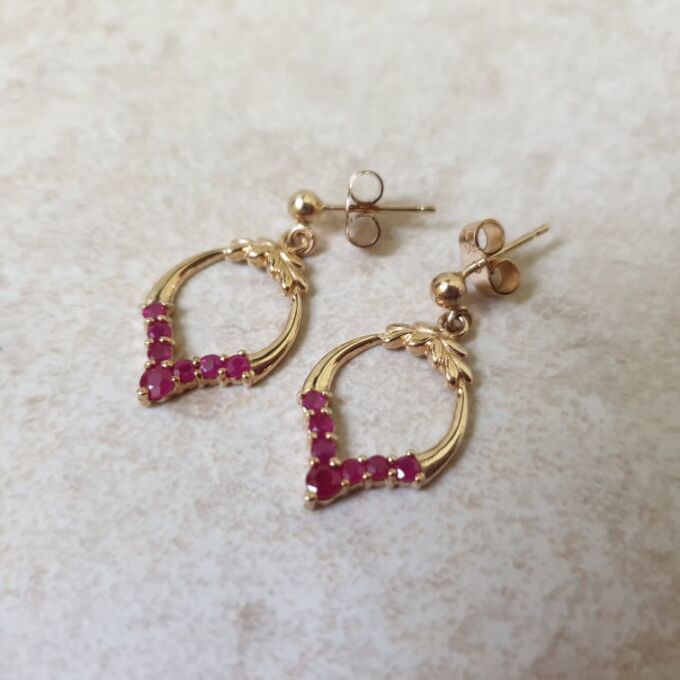 Reserved – Ruby Drop Earings in 9ct Gold