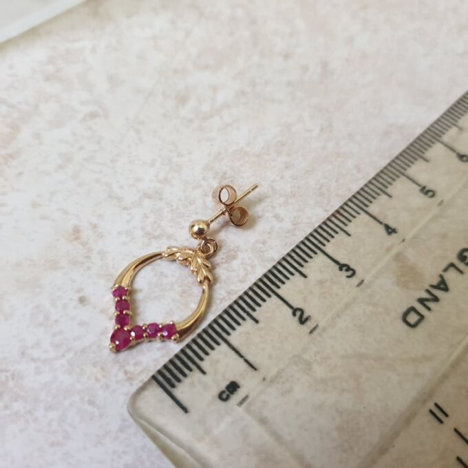 Reserved – Ruby Drop Earings in 9ct Gold