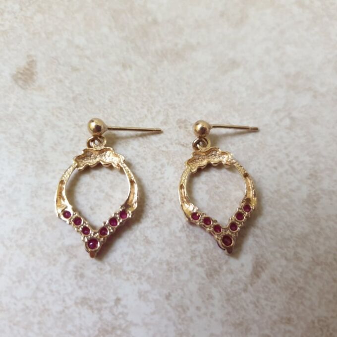 Reserved – Ruby Drop Earings in 9ct Gold