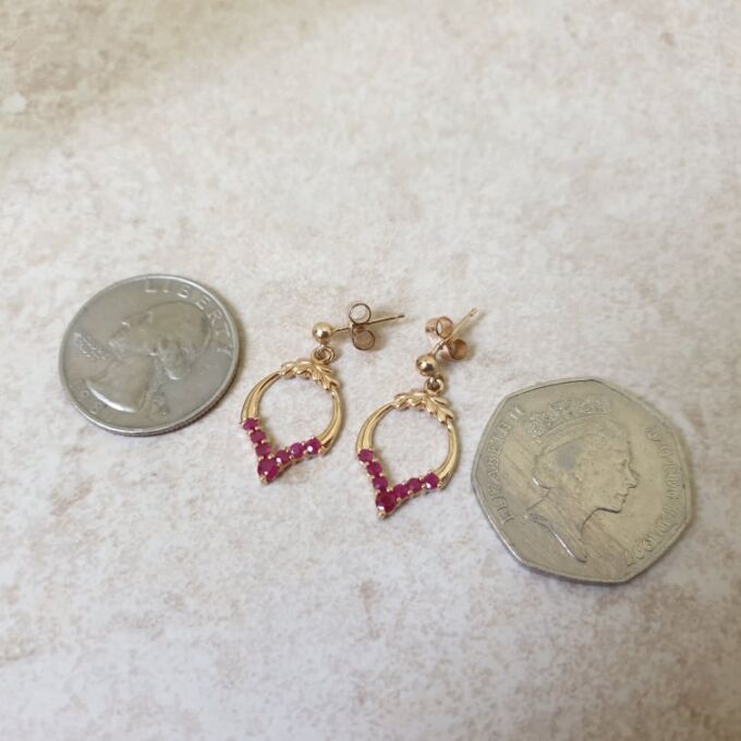 Reserved – Ruby Drop Earings in 9ct Gold