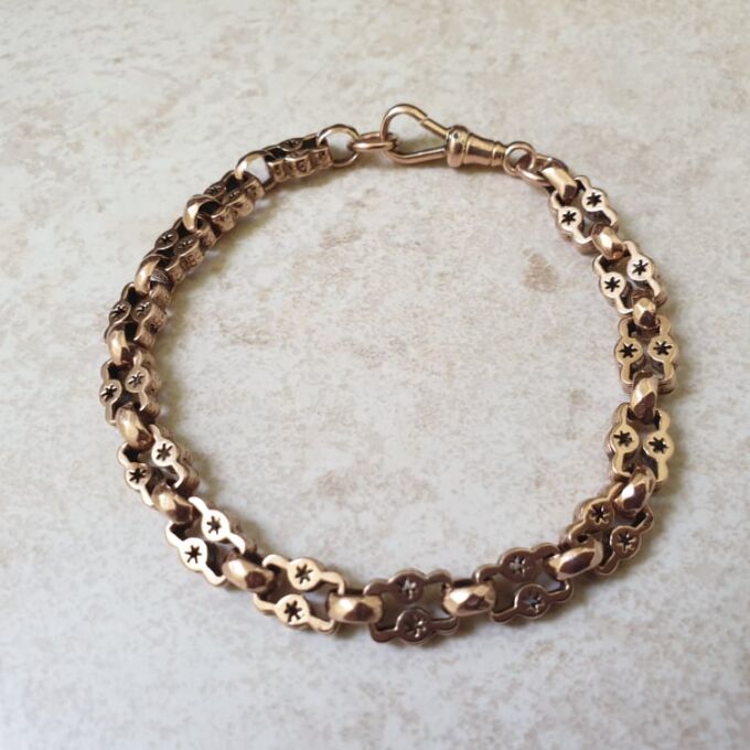 Ornate Star Link Bracelet in 9ct Rose Gold