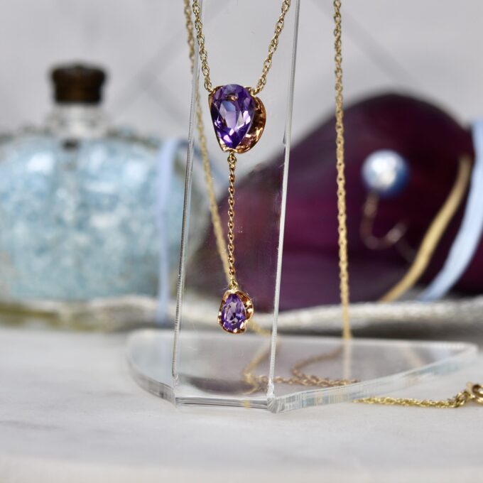 Amethyst Y Necklace in 9ct Gold