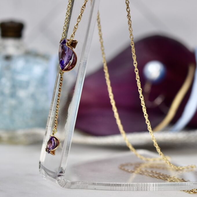 Amethyst Y Necklace in 9ct Gold