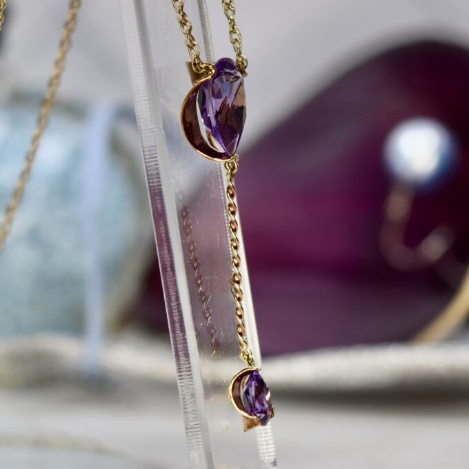 Amethyst Y Necklace in 9ct Gold