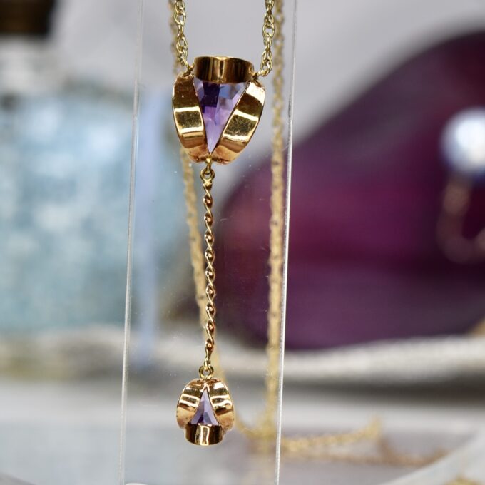 Amethyst Y Necklace in 9ct Gold
