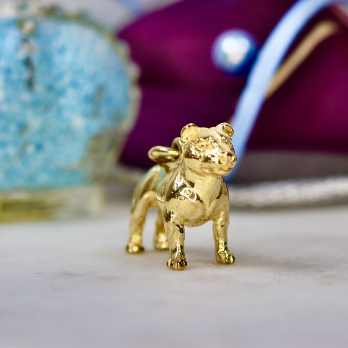 Heavy Terrier Dog Pendant in 9ct Gold