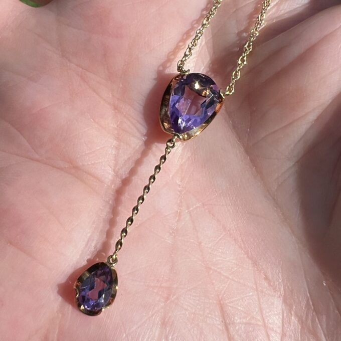 Amethyst Y Necklace in 9ct Gold