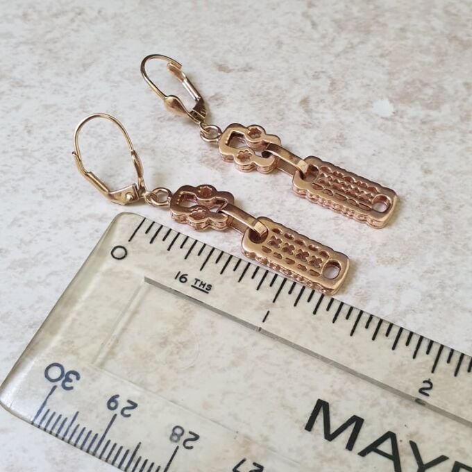 Ornate Bar Drop Earrings in 9ct Rose Gold