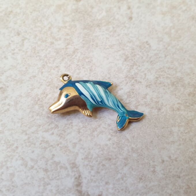 Enamel Dolphin in 9ct Gold