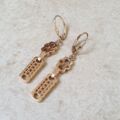 Ornate Bar Drop Earrings in 9ct Rose Gold