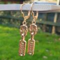 Ornate Bar Drop Earrings in 9ct Rose Gold