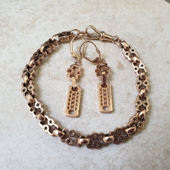 Ornate Bar Drop Earrings in 9ct Rose Gold