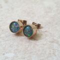 Black Opal Doublet Stud Earrings in 9ct Gold