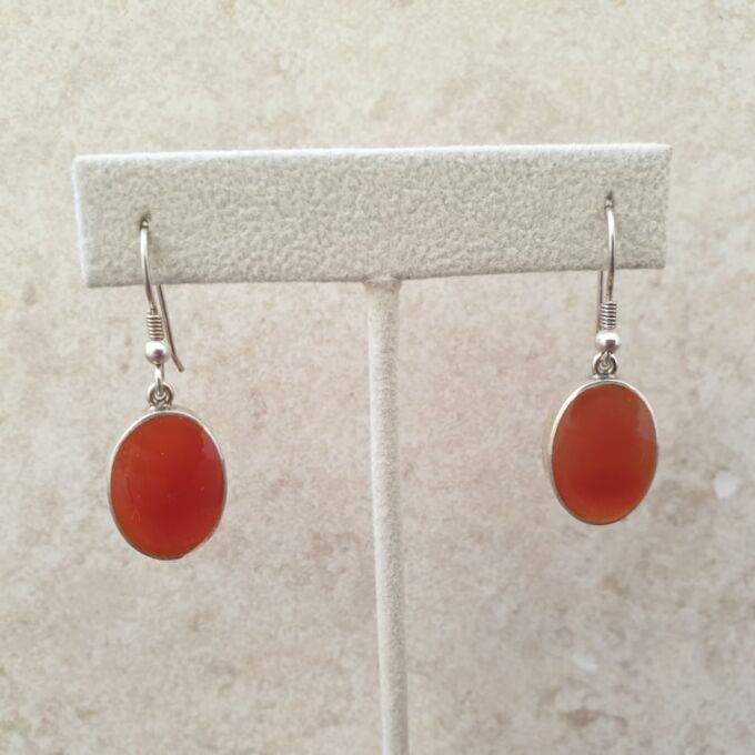 Carnelian Drop Earrings in Sterling Silver