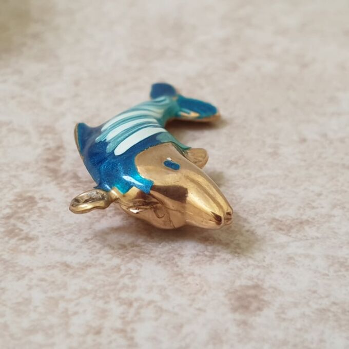 Enamel Dolphin in 9ct Gold