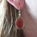Carnelian Drop Earrings in Sterling Silver