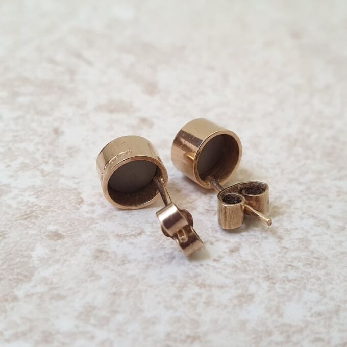 Black Opal Doublet Stud Earrings in 9ct Gold