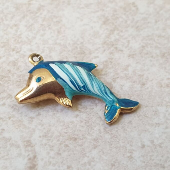 Enamel Dolphin in 9ct Gold