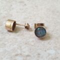 Black Opal Doublet Stud Earrings in 9ct Gold