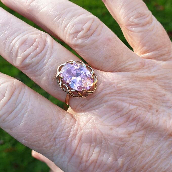 Pink Solitaire Ring in 9ct Gold