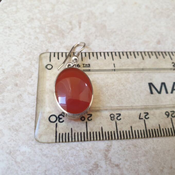 Carnelian Drop Earrings in Sterling Silver