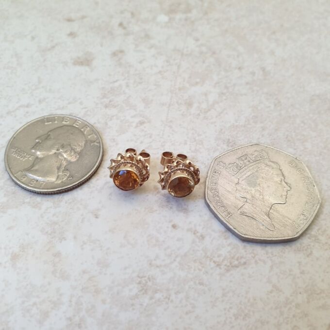 Citrine Stud Earrings in 9ct Gold