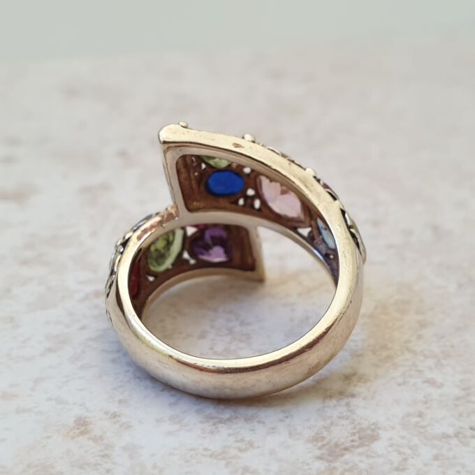 Heavyweight Multi Gem Bypass Ring in 9ct Gold