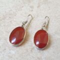 Carnelian Drop Earrings in Sterling Silver