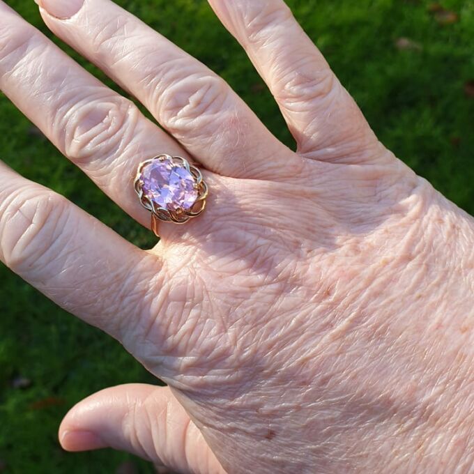 Pink Solitaire Ring in 9ct Gold