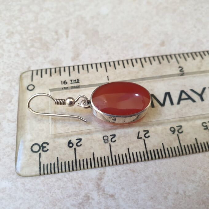 Carnelian Drop Earrings in Sterling Silver