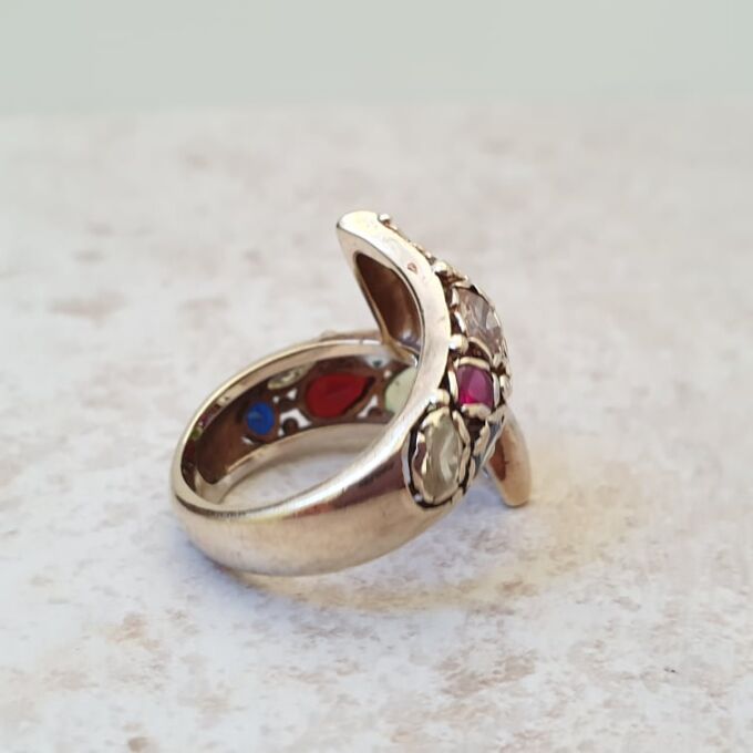 Heavyweight Multi Gem Bypass Ring in 9ct Gold