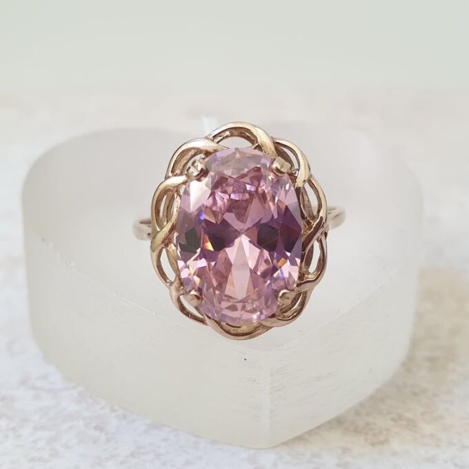 Pink Solitaire Ring in 9ct Gold
