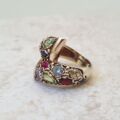 Heavyweight Multi Gem Bypass Ring in 9ct Gold