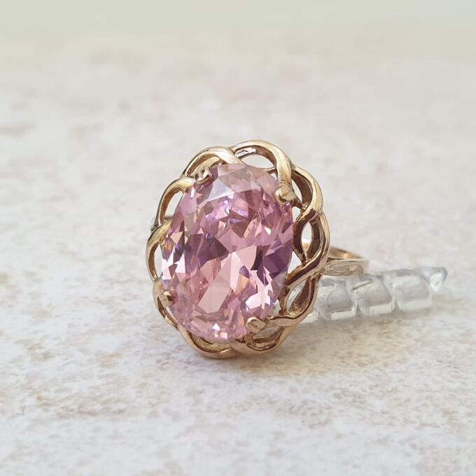 Pink Solitaire Ring in 9ct Gold