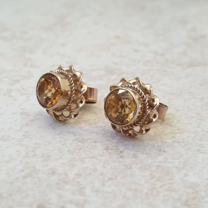 Citrine Stud Earrings in 9ct Gold